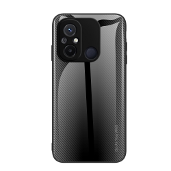 Xiaomi Redmi 12C Θήκη Μαύρη Με Πλαίσιο Σιλικόνης Και Όψη Γυαλιού Texture Gradient Glass TPU Phone Case Black