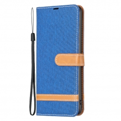Xiaomi Redmi 12C Θήκη Βιβλίο Μπλε Color Block Denim Texture Phone Case Royal Blue