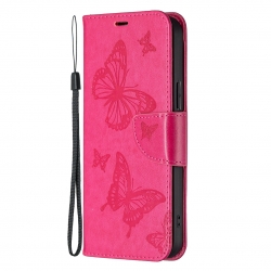 Xiaomi Redmi 12C Θήκη Βιβλίο Φούξια Embossing Two Butterflies Pattern Phone Case Fuchsia