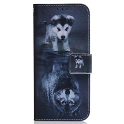 Realme C33 Θήκη Βιβλίο Coloured Drawing Flip Phone Case Wolf and Dog