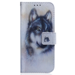 Realme C33 Θήκη Βιβλίο Coloured Drawing Flip Phone Case White Wolf