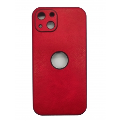 iPhone 13 Θήκη Κόκκινη PU Leather Black Profile Semihard Cover Case Red