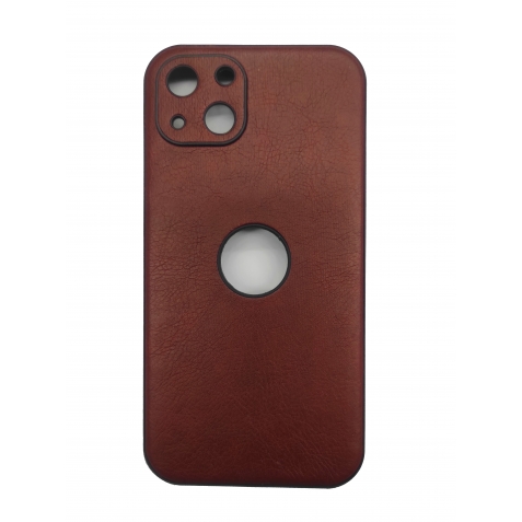 iPhone 13 Θήκη Σκούρο Καφέ PU Leather Black Profile Semihard Cover Case Dark Brown