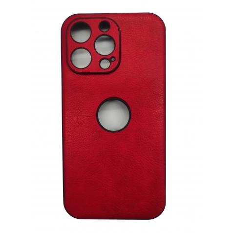 iPhone 13 Pro Θήκη Κόκκινη PU Leather Black Profile Semihard Cover Case Red