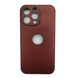 iPhone 13 Pro Θήκη Σκούρο Καφέ PU Leather Black Profile Semihard Cover Case Dark Brown