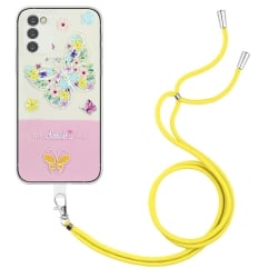 Samsung Galaxy A54 5G Θήκη Σιλικόνης Με Λουράκι Bronzing Butterfly Flower TPU Phone Case with Lanyard Colorful Butterfly