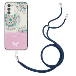 Samsung Galaxy A54 5G Θήκη Σιλικόνης Με Λουράκι Bronzing Butterfly Flower TPU Phone Case with Lanyard Peacock Flower