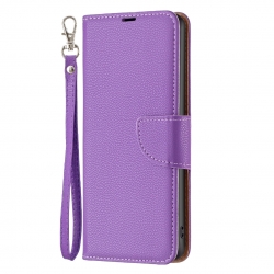 Xiaomi Redmi 12C Θήκη Βιβλίο Μωβ Litchi Texture Pure Color Phone Case Purple