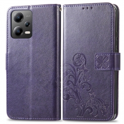 Xiaomi Redmi Note 12 5G / Xiaomi Poco X5 5G Θήκη Βιβλίο Μωβ Four-leaf Clasp Embossed Phone Case Purple