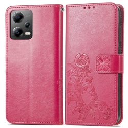 Xiaomi Redmi Note 12 5G / Xiaomi Poco X5 5G Θήκη Βιβλίο Φούξια Four-leaf Clasp Embossed Phone Case Magenta