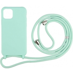 iPhone 14 Plus Θήκη με Λουράκι Βεραμάν Soft Touch Cover Case With Neck Strap Mint
