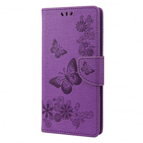 Xiaomi Redmi Note 12 5G / Xiaomi Poco X5 5G Θήκη Βιβλίο Μωβ Butterfly Embossed Horizontal Flip Phone Case Purple