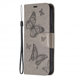 Xiaomi 13 Lite 5G Θήκη Βιβλίο Γκρι Two Butterflies Embossing Phone Case Grey