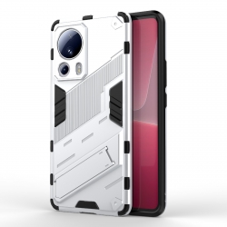 Xiaomi 13 Lite 5G Σκληρή Θήκη Λευκή Με Σταντ Punk Armor 2 in 1 PC + TPU Shockproof Phone Case with Holder White