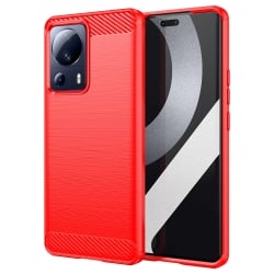 Xiaomi 13 Lite 5G Θήκη Σιλικόνης Κόκκινη Brushed Texture Carbon Fiber TPU Phone Case Red