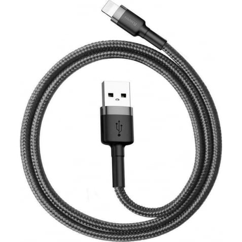 Baseus Καλώδιο Cafule IP Edition Braided USB-A to Lightning Cable Μαύρο - Γκρι 0.5m (CALKLF-AG1)
