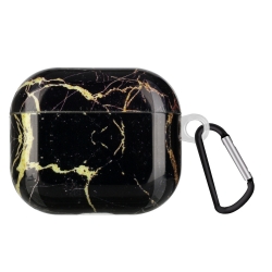 AirPods 3 Θήκη Πλαστική Painted Plastic Wireless Earphone Protective Case Black Gold Marble