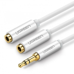Ugreen cable headphone splitter mini jack 3.5 mm - 2 x mini jack 3.5 mm (2 x stereo output) 25cm white (AV134)