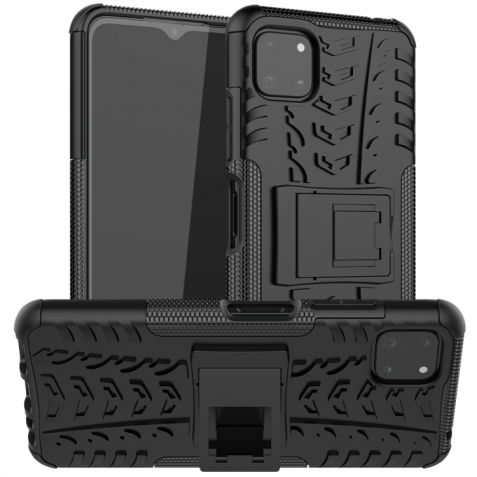 Samsung Galaxy A22 5G Θήκη Μαύρη Tire Texture Shockproof TPU+PC Protective Case with Holder Black