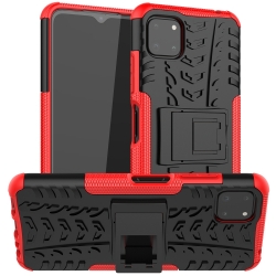 Samsung Galaxy A22 5G Θήκη Κόκκινη Tire Texture Shockproof TPU+PC Protective Case with Holder Red