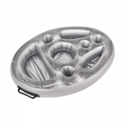 Φουσκωτή Θήκη Ποτού 8 Θέσεων PVC Inflatable Eight-hole Food Tray Water Inflatable Coaster with Handle, Size: 70 x 50cm (Silver)