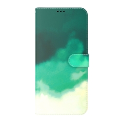 Xiaomi Redmi 12C Θήκη Βιβλίο Watercolor Pattern Flip Phone Case Cyan Green