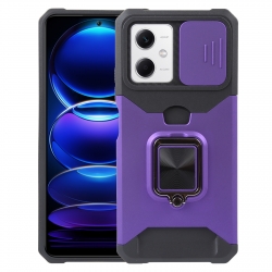 Xiaomi Redmi Note 12 5G / Xiaomi Poco X5 5G Θήκη Μωβ Με Σταντ Camera Shield Card Slot Phone Case with Ring Holder Purple
