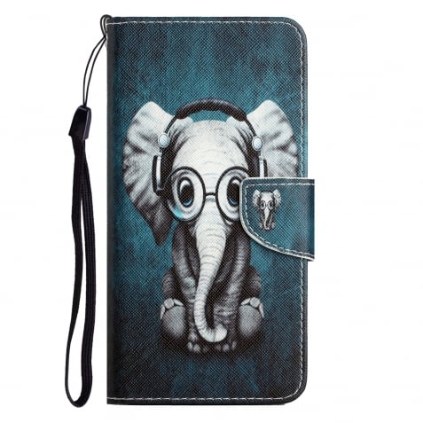 Xiaomi Redmi 12C Θήκη Βιβλίο Colored Drawing Phone Case Earphone Elephant