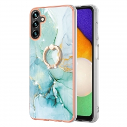 Samsung Galaxy A34 5G Θήκη Σιλικόνης Μάρμαρο Πράσινο Electroplating Marble Pattern TPU Phone Case with Ring Green 003