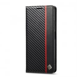 Xiaomi Poco X4 Pro 5G Θήκη Βιβλίο Μαύρο LC.IMEEKE Carbon Fiber Texture Flip Phone Case Vertical