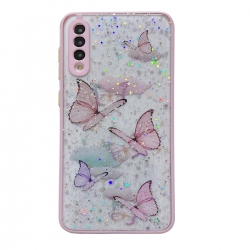 Samsung Galaxy A13 4G Θήκη Σιλικόνης Color Butterfly Glitter Epoxy TPU Phone Case Pink