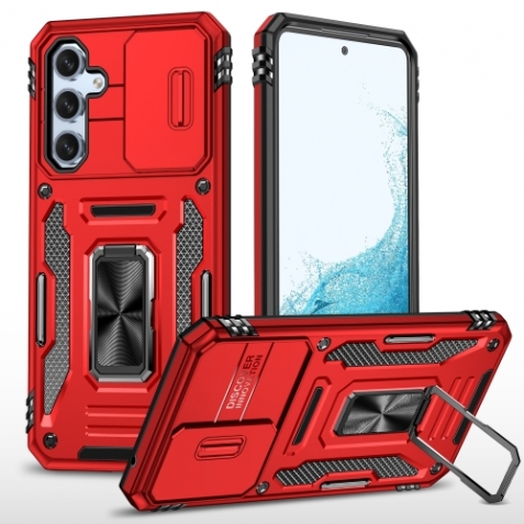 Samsung Galaxy A54 5G Θήκη Κόκκινη Με Σταντ Armor PC + TPU Camera Shield Phone Case Red