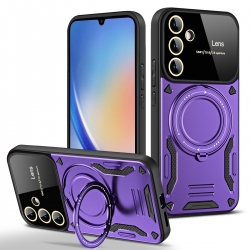 Samsung Galaxy A34 5G Θήκη Σιλικόνης Μώβ Large Window MagSafe Holder Phone Case Purple