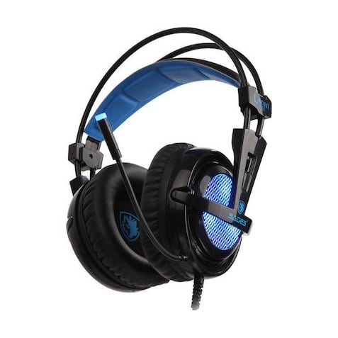 Sades Locust Plus Over Ear Gaming Headset Μπλέ με σύνδεση USB Blue 