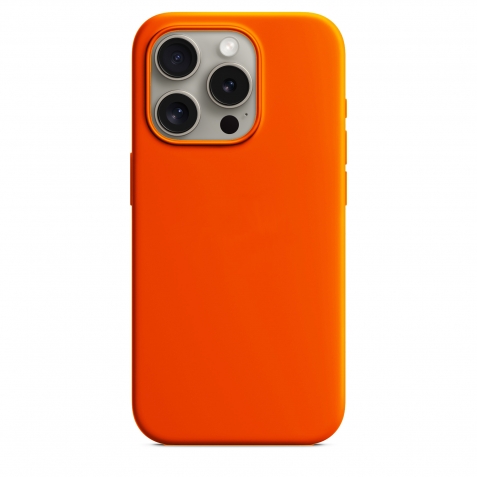 iPhone 15 Pro Θήκη Σιλικόνης Πορτοκαλί Soft Touch Silicone Rubber Soft Orange