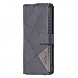 Xiaomi Redmi 12 Θήκη Βιβλίο Μαύρο Magnetic Buckle Rhombus Texture Phone Case Black