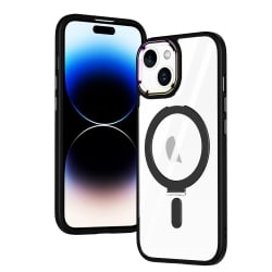iPhone 15 Θήκη Σιλικόνης Μαύρη MagSafe Magnetic Invisible Holder Phone Case Black