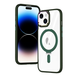 iPhone 15 Θήκη Σιλικόνης Πράσινη MagSafe Magnetic Invisible Holder Phone Case Army Green