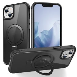 iPhone 15 Θήκη Σιλικόνης Μαύρη MagSafe Magnetic Holder Phone Case Black