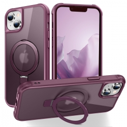iPhone 15 Θήκη Σιλικόνης Μπορντό MagSafe Magnetic Holder Phone Case Wine Red