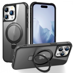 iPhone 15 Pro Max Θήκη Σιλικόνης Μαύρη MagSafe Magnetic Holder Phone Case Black
