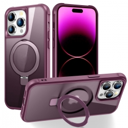 iPhone 14 Pro Max Θήκη Σιλικόνης Μπορντό MagSafe Magnetic Holder Phone Case Wine Red