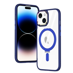iPhone 15 Plus Θήκη Σιλικόνης Σκούρα Μπλε MagSafe Magnetic Invisible Holder Phone Case Navy Blue