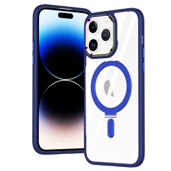 iPhone 15 Pro Θήκη Σιλικόνη Σκούρο Μπλε MagSafe Magnetic Invisible Holder Phone Case Navy Blue