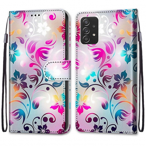 Samsung Galaxy A53 5G Θήκη Βιβλίο Coloured Drawing Cross Texture Horizontal Flip Case Gradient Colorful Flower