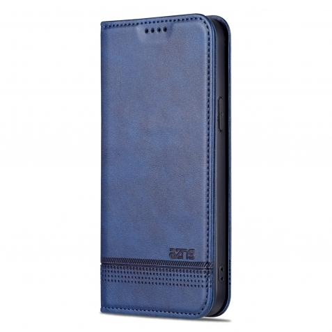 iPhone 15 Θήκη Βιβλίο Μπλε AZNS Magnetic Calf Texture Flip Phone Case Blue