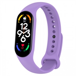 Λουράκι Xiaomi Mi Band 5 / 6 / 7 Λιλά Solid Color Silicone Replacement Strap Watchband Lavender Purple