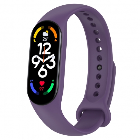 Λουράκι Xiaomi Mi Band 5 / 6 / 7 Μωβ Solid Color Silicone Replacement Strap Watchband Purple