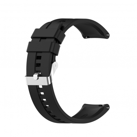 Λουράκι Huawei Watch GT2 46mm Μαύρο Silicone Watch Band with Silver Buckle Black