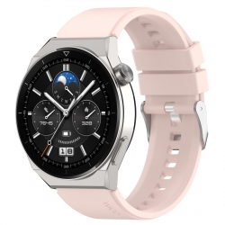 Λουράκι Huawei Watch GT3 Pro 46mm Ροζ 22mm Protruding Head Silver Buckle Silicone Watch Band Pink